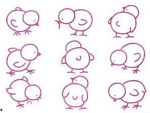 小鸡吃瓜简笔画,趣味简笔画中的田园生活